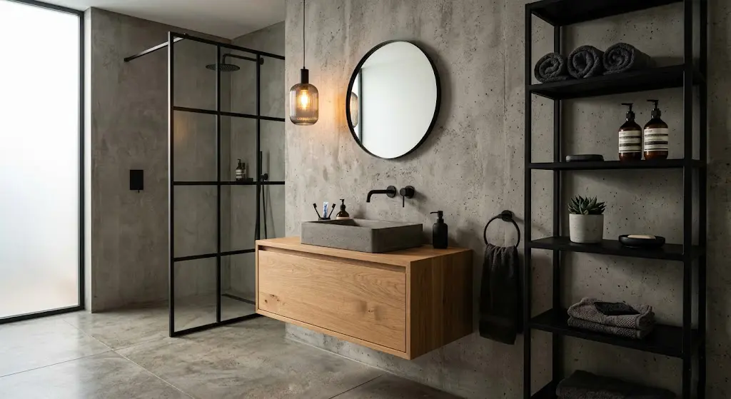Designerskie wyposażenie łazienki w stylu loft